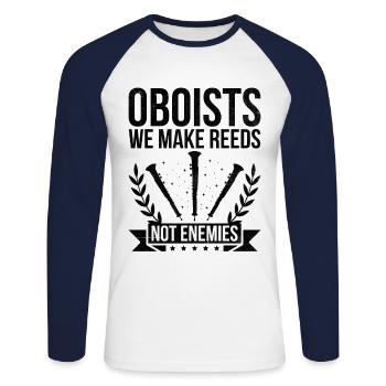 Oboe Player Oboe Basoonist Marching Band Instrumen - Unisex Long Sleeve Baseball T-Shirt - white/navy - Front - Nik (191cm)