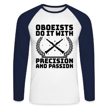 Oboist Oboe Basoonist Marching Band Instrumen - Unisex Baseballshirt langarm - Weiß/Navy - Vorne - Nik (191cm)