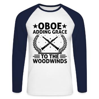 Oboe Player Oboe Basoonist Marching Band Instrumen - Unisex Long Sleeve Baseball T-Shirt - white/navy - Front - Nik (191cm)