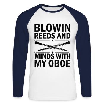 Oboe Player Oboe Basoonist Marching Band Instrumen - Unisex Long Sleeve Baseball T-Shirt - white/navy - Front - Nik (191cm)