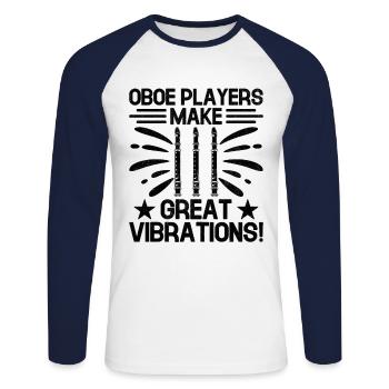 Oboe Player Oboe Basoonist Marching Band Instrumen - Unisex Long Sleeve Baseball T-Shirt - white/navy - Front - Nik (191cm)