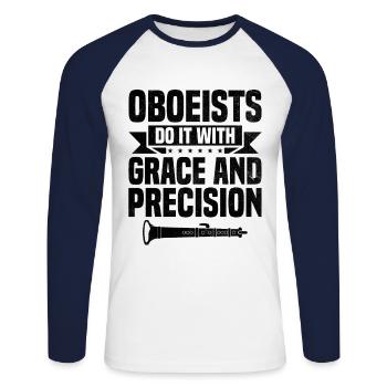 Oboe Player Oboe Basoonist Marching Band Instrumen - Unisex Long Sleeve Baseball T-Shirt - white/navy - Front - Nik (191cm)