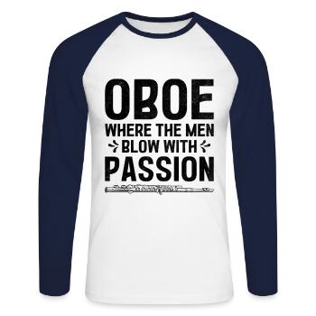 Oboe Player Oboe Basoonist Marching Band Instrumen - Unisex Long Sleeve Baseball T-Shirt - white/navy - Front - Nik (191cm)