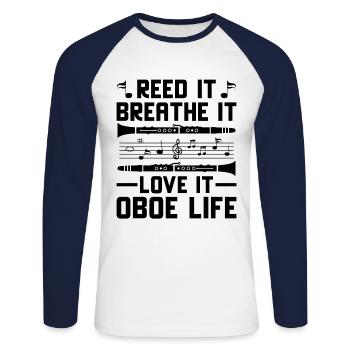 Oboe Player Oboe Basoonist Marching Band Instrumen - Unisex Long Sleeve Baseball T-Shirt - white/navy - Front - Nik (191cm)