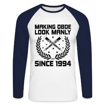 Oboe Player Oboe Basoonist Marching Band Instrumen - Unisex Long Sleeve Baseball T-Shirt - white/navy - Front - Nik (191cm)
