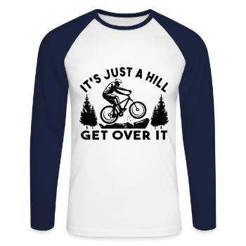 C’est juste une colline Passer au-dessus de lui Cycliste VTT Montagne - T-shirt baseball manches longues Homme - blanc/marine - Devant - Nik (191cm)