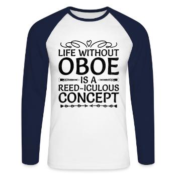 Oboe Player Oboe Basoonist Marching Band Instrumen - Unisex Long Sleeve Baseball T-Shirt - white/navy - Front - Nik (191cm)