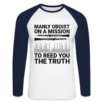 Oboe Player Oboe Basoonist Marching Band Instrumen - Unisex Long Sleeve Baseball T-Shirt - white/navy - Front - Nik (191cm)