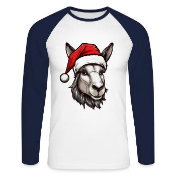 Donkey Christmas Animal Portrait Xmas - Unisex Long Sleeve Baseball T-Shirt - white/navy - Front - Nik (191cm)
