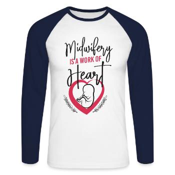 Nurse Midwife Birth Worker - Unisex Baseballshirt langarm - Weiß/Navy - Vorne - Nik (191cm)