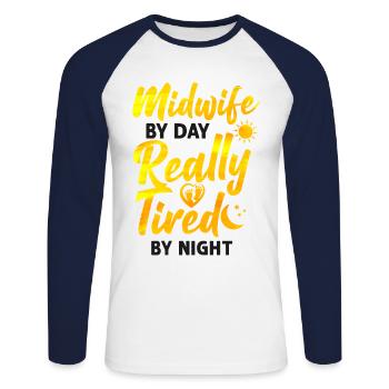 Nurse Midwife Birth Worker Midwife - Unisex Long Sleeve Baseball T-Shirt - white/navy - Front - Nik (191cm)