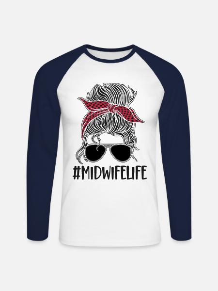Nurse Midwife Birth Worker - Unisex Long Sleeve Baseball T-Shirt - white/navy