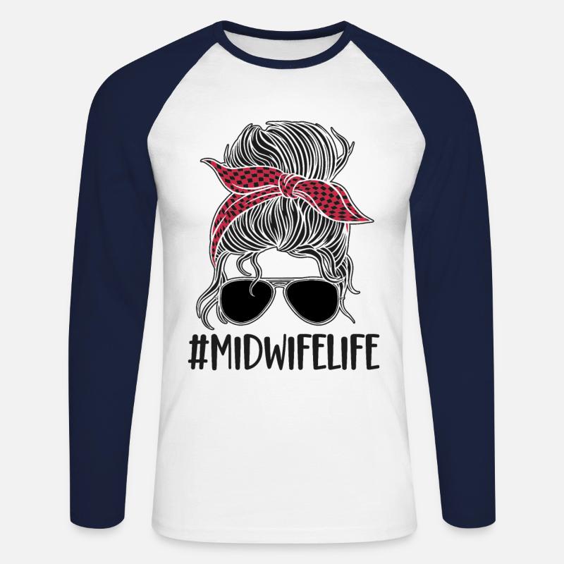 Nurse Midwife Birth Worker - Unisex Baseballshirt langarm - Weiß/Navy