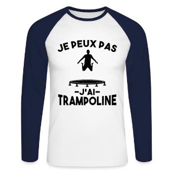 I can't I trampoline gymnastics gymnastics - Unisex Long Sleeve Baseball T-Shirt - white/navy - Front - Nik (191cm)