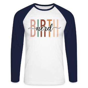 LD Labour And Delivery Nurse - Unisex Long Sleeve Baseball T-Shirt - white/navy - Front - Nik (191cm)