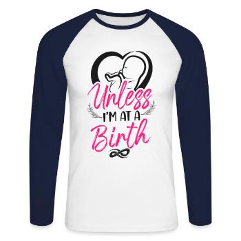 LD Labour And Delivery Nurse - Unisex Long Sleeve Baseball T-Shirt - white/navy - Front - Nik (191cm)