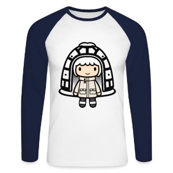 Winter Eskimo Iglu Niedlich - Unisex Baseballshirt langarm - Weiß/Navy - Vorne - Nik (191cm)