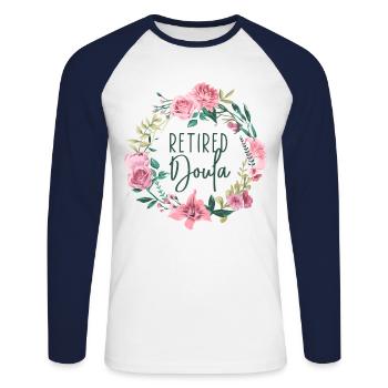 Doula Birth Worker Retirement - Unisex Baseballshirt langarm - Weiß/Navy - Vorne - Nik (191cm)