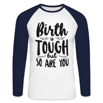 LD Labour And Delivery Nurse - Unisex Long Sleeve Baseball T-Shirt - white/navy - Front - Nik (191cm)