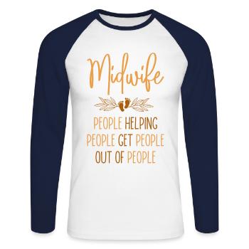 Nurse Midwife Birth Worker Midwife - Unisex Long Sleeve Baseball T-Shirt - white/navy - Front - Nik (191cm)
