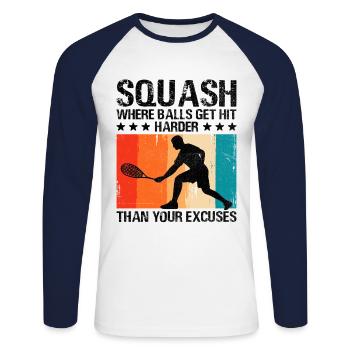 Squash Player Squash Tennis Player Raquetball Spor - Unisex Long Sleeve Baseball T-Shirt - white/navy - Front - Nik (191cm)