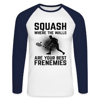 Squash Player Squash Tennis Player Raquetball Spor - Unisex Long Sleeve Baseball T-Shirt - white/navy - Front - Nik (191cm)