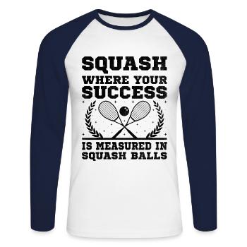 Joueur de squash Joueur de squash Joueur de tennis Raquetball Spor - T-shirt baseball manches longues Homme - blanc/marine - Devant - Nik (191cm)