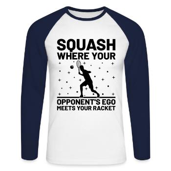 Squash Player Squash Tennis Player Raquetball Spor - Unisex Long Sleeve Baseball T-Shirt - white/navy - Front - Nik (191cm)