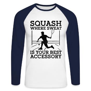 Squash Player Squash Tennis Player Raquetball Spor - Unisex Long Sleeve Baseball T-Shirt - white/navy - Front - Nik (191cm)