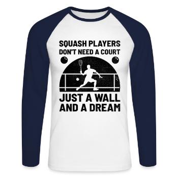 Squash Player Squash Tennis Player Raquetball Spor - Unisex Long Sleeve Baseball T-Shirt - white/navy - Front - Nik (191cm)