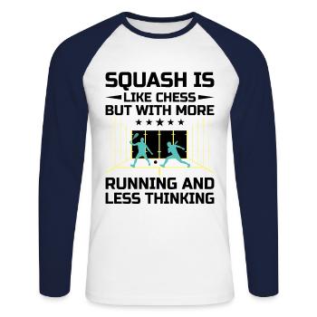 Joueur de squash Joueur de squash Joueur de tennis Raquetball Spor - T-shirt baseball manches longues Homme - blanc/marine - Devant - Nik (191cm)