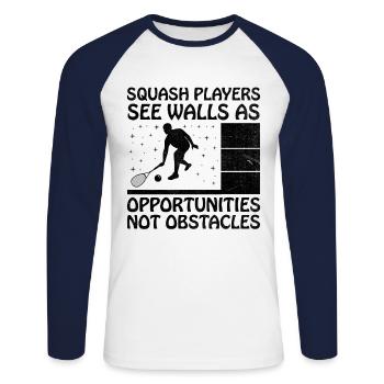 Squash Player Squash Tennis Player Raquetball Spor - Unisex Long Sleeve Baseball T-Shirt - white/navy - Front - Nik (191cm)