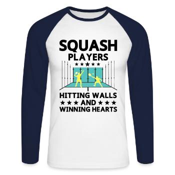 Squash Player Squash Tennis Player Raquetball Spor - Unisex Long Sleeve Baseball T-Shirt - white/navy - Front - Nik (191cm)