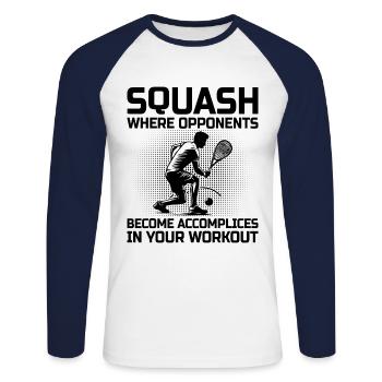 Squashspieler Squash Tennisspieler Raquetball Spor - Unisex Baseballshirt langarm - Weiß/Navy - Vorne - Nik (191cm)