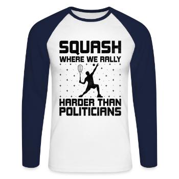Joueur de squash Joueur de squash Joueur de tennis Raquetball Spor - T-shirt baseball manches longues Homme - blanc/marine - Devant - Nik (191cm)