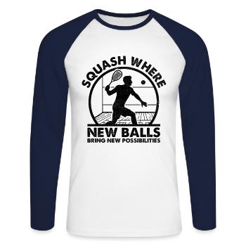 Squash Player Squash Tennis Player Raquetball Spor - Unisex Long Sleeve Baseball T-Shirt - white/navy - Front - Nik (191cm)