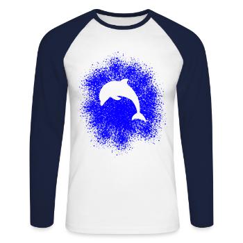 Dauphin - T-shirt baseball manches longues Homme - blanc/marine - Devant - Nik (191cm)