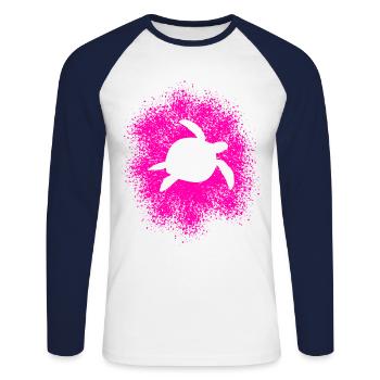 Sea Turtle Turtle in the Oceans - Unisex Long Sleeve Baseball T-Shirt - white/navy - Front - Nik (191cm)