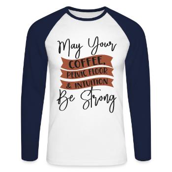Infirmière spécialisée dans le travail et l’accouchement - T-shirt baseball manches longues Homme - blanc/marine - Devant - Nik (191cm)
