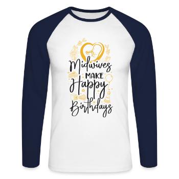 Nurse Midwife Birth Worker - Unisex Long Sleeve Baseball T-Shirt - white/navy - Front - Nik (191cm)