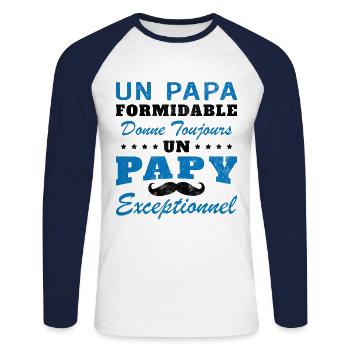 Terrific Dad Always Gives Grandpa Exceptional - Unisex Long Sleeve Baseball T-Shirt - white/navy - Front - Nik (191cm)
