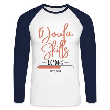 Doula Birth Worker Student Doula - Unisex Long Sleeve Baseball T-Shirt - white/navy - Front - Nik (191cm)