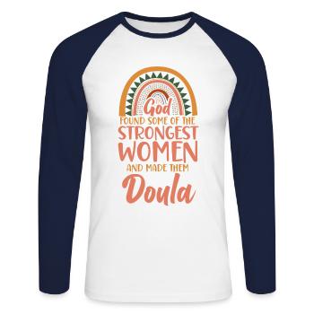 Doula Birth Worker Rainbow God - Unisex Baseballshirt langarm - Weiß/Navy - Vorne - Nik (191cm)