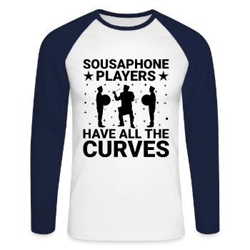 Marching Band Sayings Funny Marching Instruments - Unisex Long Sleeve Baseball T-Shirt - white/navy - Front - Nik (191cm)