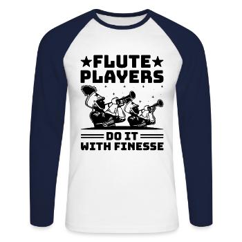 Blaskapelle Sprüche Lustige Marschinstrumente - Unisex Baseballshirt langarm - Weiß/Navy - Vorne - Nik (191cm)