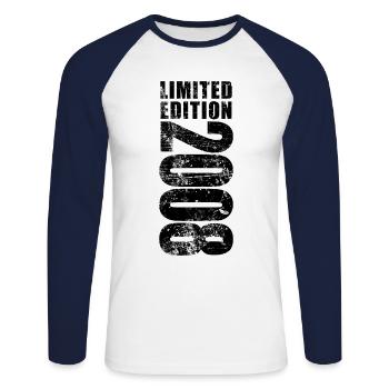 Limited Edition 2008 17. Geburtstag Geschenk - Unisex Baseballshirt langarm - Weiß/Navy - Vorne - Nik (191cm)