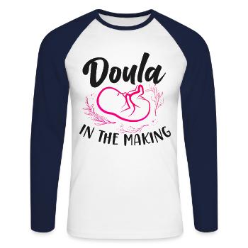 Doula Birth Worker Doula Dans Le - T-shirt baseball manches longues Homme - blanc/marine - Devant - Nik (191cm)
