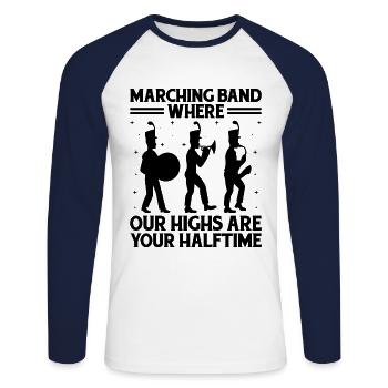 Blaskapelle Sprüche Lustige Marschinstrumente - Unisex Baseballshirt langarm - Weiß/Navy - Vorne - Nik (191cm)