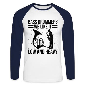 Marching Band Sayings Funny Marching Instruments - Unisex Long Sleeve Baseball T-Shirt - white/navy - Front - Nik (191cm)