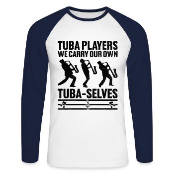 Marching Band Sayings Funny Marching Instruments - Unisex Long Sleeve Baseball T-Shirt - white/navy - Front - Nik (191cm)